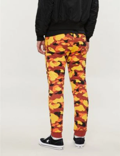 Shop A Bathing Ape Camouflage-print Quilted Stretch-jersey Jogging Bottoms In Orange