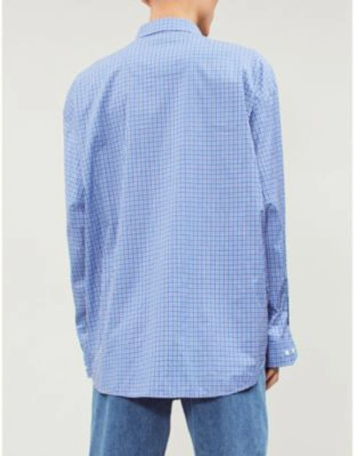 Shop Balenciaga I Love Techno Oversized-fit Cotton-jersey Shirt In Blue/white