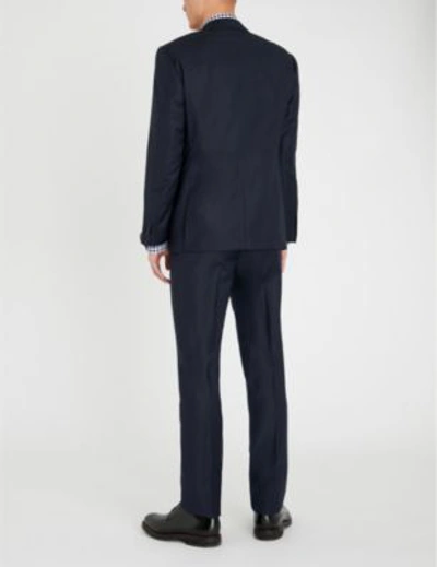 Shop Corneliani Hopsack-weave Tailored-fit 150's Virgin Wool Suit In Navy