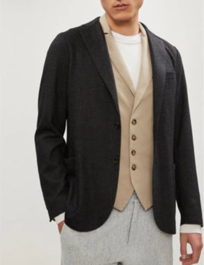 Shop Eleventy Stretch Cotton-twill Waistcoat In Sabbia