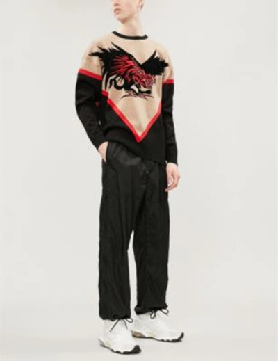 Shop Givenchy Dragon-intarsia Wool Jumper In Black Beige