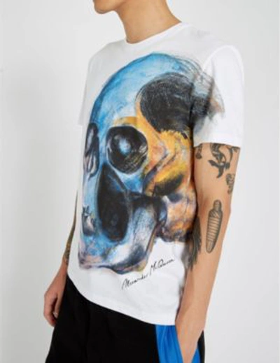 Shop Alexander Mcqueen Skull-print Cotton-jersey T-shirt In White/mix