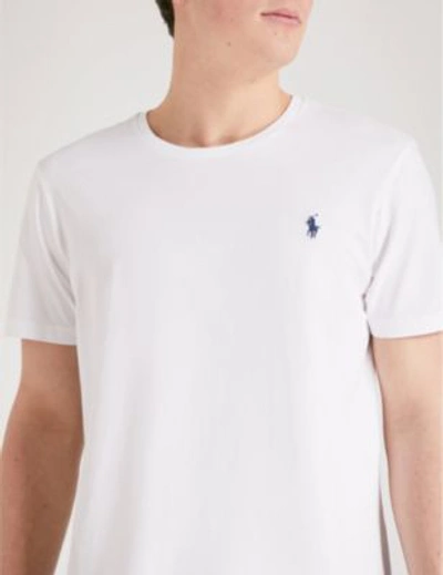 Shop Polo Ralph Lauren Logo-embroidered Cotton-jersey T-shirt In White