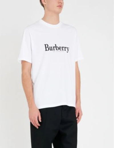 Shop Burberry Lopori Cotton-jersey T-shirt In White