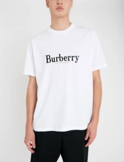 Shop Burberry Lopori Cotton-jersey T-shirt In White