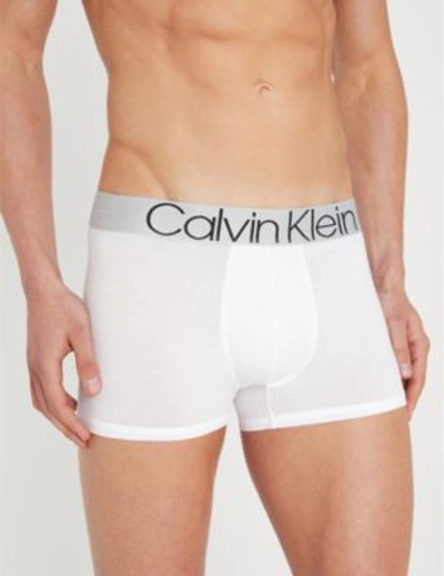 Shop Calvin Klein Evolution Regular-fit Stretch-cotton Trunks In White