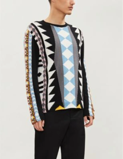Shop Valentino Geometric-pattern Wool And Cashmere-blend Jumper In Multicolor5