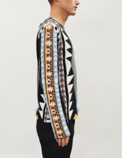 Shop Valentino Geometric-pattern Wool And Cashmere-blend Jumper In Multicolor5