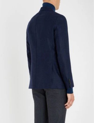 Oscar Jacobson Edgar Regular-fit Wool Blazer In Blue | ModeSens