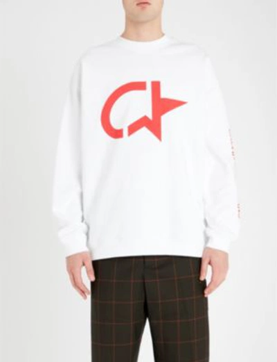 Shop Calvin Klein Jeans Est.1978 Logo-print Cotton-blend Sweatshirt In Bright White