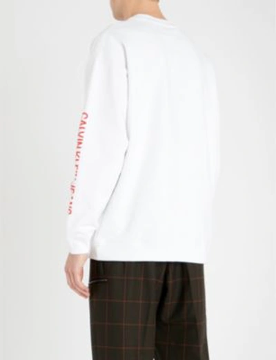 Shop Calvin Klein Jeans Est.1978 Logo-print Cotton-blend Sweatshirt In Bright White