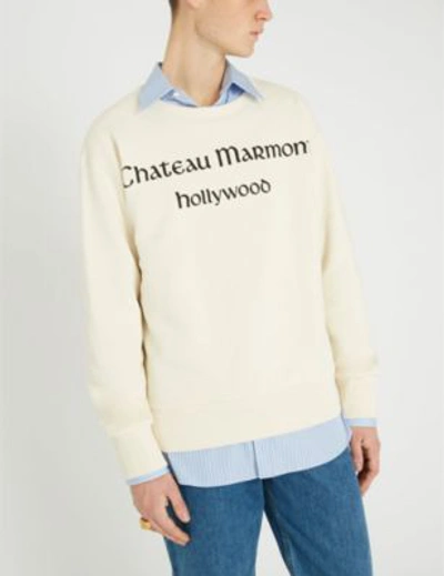Shop Gucci Chateau Marmont Printed Cotton-jersey Sweatshirt In Cream