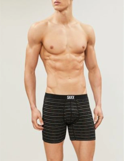 Shop Saxx Slim-fit Stretch-jersey Boxer Briefs In Black Gradident Stripe