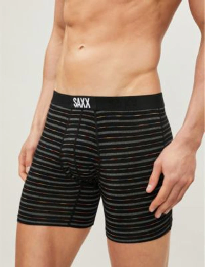 Shop Saxx Slim-fit Stretch-jersey Boxer Briefs In Black Gradident Stripe
