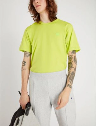 Shop Acne Studios Nash Logo-patch Cotton-jersey T-shirt In Lime Green