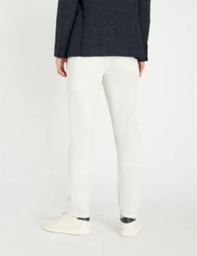 Shop Corneliani Regular-fit Skinny Stretch-cotton Chinos In Cream