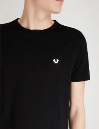 Shop True Religion Metallic-logo Cotton-jersey T-shirt In Black