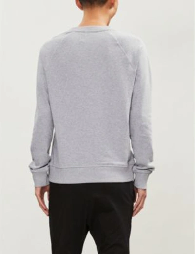 Shop Balmain Logo-print Cotton-jersey Sweatshirt In Gris
