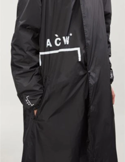 Shop A-cold-wall* Logo-print Shell Hooded Coat In Black