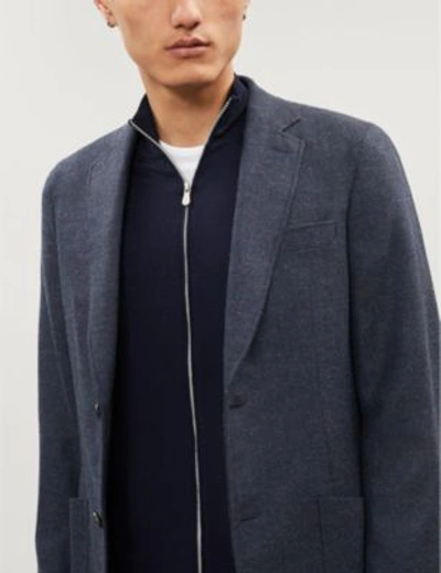 Shop Brunello Cucinelli Zip-up Wool And Cashmere-blend Cardigan In Blue Marine