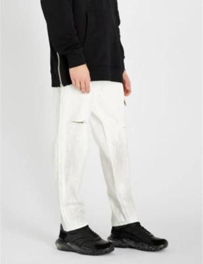 Shop Balmain Dropped-crotch Regular-fit Straight Jeans In Blanc