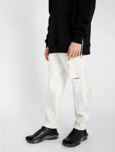 Shop Balmain Dropped-crotch Regular-fit Straight Jeans In Blanc