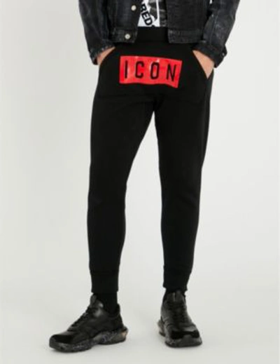 Shop Dsquared2 Icon Logo-print Cotton-jersey Jogging Bottoms In Black