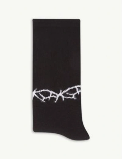 Shop Alyx Thorn Cotton-blend Socks In Black White