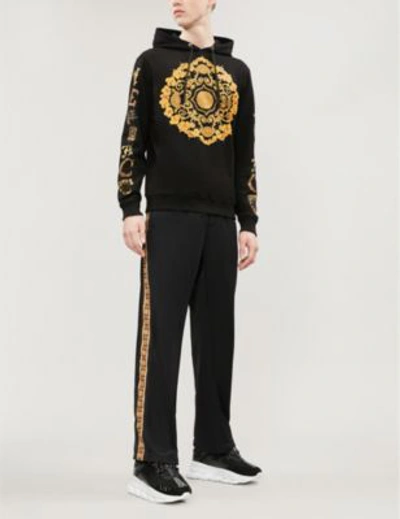 Shop Versace Baroque-print Cotton-jersey Hoody In Nero Stampa