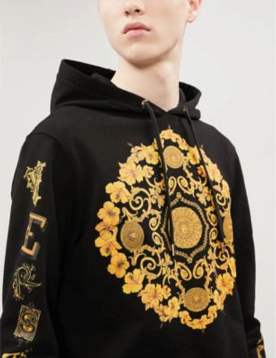 Shop Versace Baroque-print Cotton-jersey Hoody In Nero Stampa