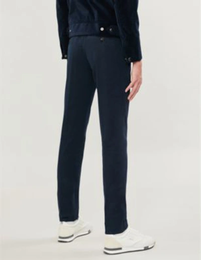 Shop Brunello Cucinelli Slim-fit Straight Stretch-cotton Chinos In Navy