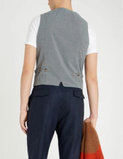 Shop Eleventy Contrast Denim And Twill Waistcoat In Navy