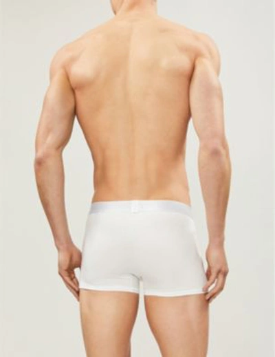 Shop Calvin Klein Mens White Luxe Modal Stretch-cotton Trunks S