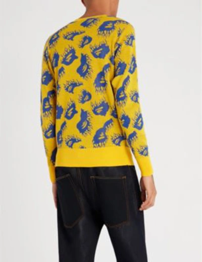 Shop A Bathing Ape Fire Pattern Wool-blend Jumper In Yellow