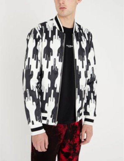 Shop Lifes A Beach Reversible Graphic-print Satin Bomber Jacket In Black