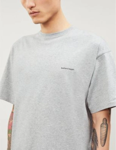Shop Balenciaga Logo-print Cotton-jersey T-shirt In Heather Grey