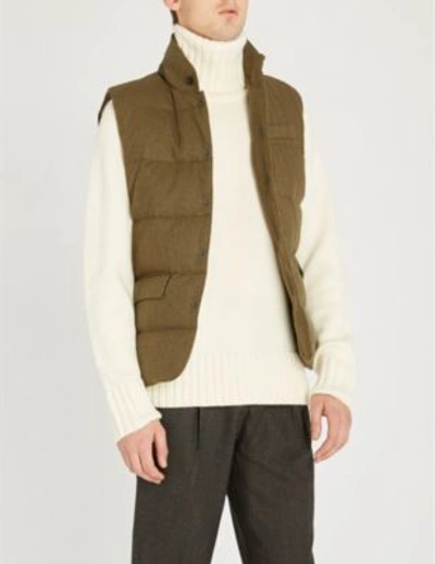 Shop Polo Ralph Lauren Padded Wool Gilet In Olive