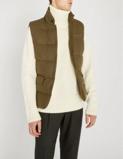 Shop Polo Ralph Lauren Padded Wool Gilet In Olive