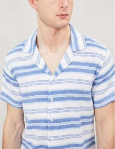 Shop Orlebar Brown Travis Tailored-fit Striped Cotton Shirt In Mazanine Ii