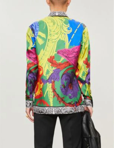 Shop Versace Baroque-print Silk-twill Shirt In Multicolor