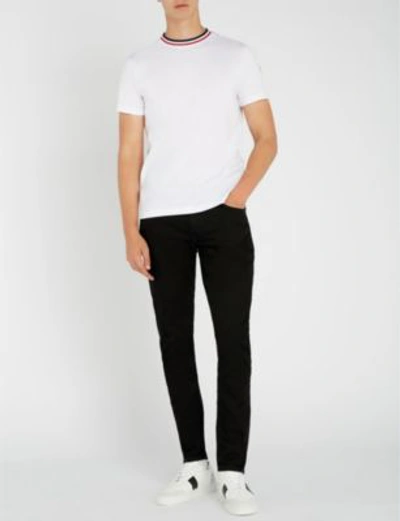 Shop Moncler Striped-trim Cotton-jersey T-shirt In White