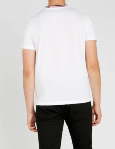 Shop Moncler Striped-trim Cotton-jersey T-shirt In White