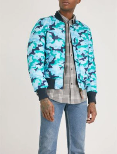 Shop Alpha Industries Camouflage-print Reversible Shell Bomber Jacket In Blue