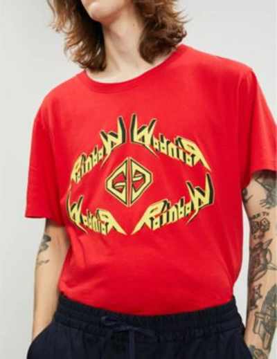 Shop Gucci Rainbow Metal Cotton-jersey T-shirt In Red