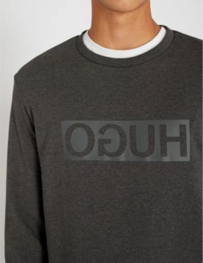 Shop Hugo Reverse Logo Cotton-jersey Sweatshirt In Open Grey