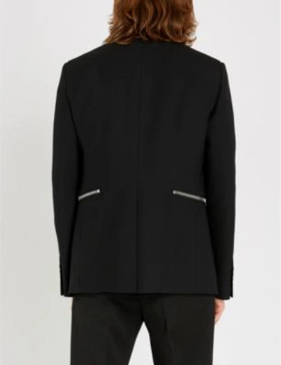 Shop Alexander Mcqueen Zip-embellished Regular-fit Wool-blend Jacket In Black