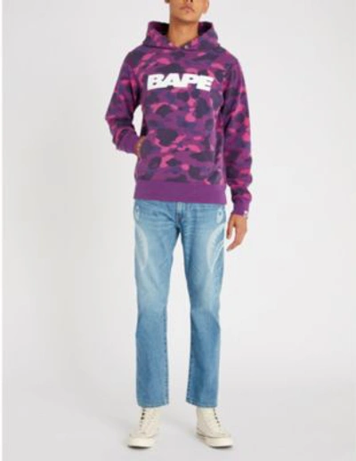 Shop A Bathing Ape Camouflage-print Cotton-jersey Hoody In Purple