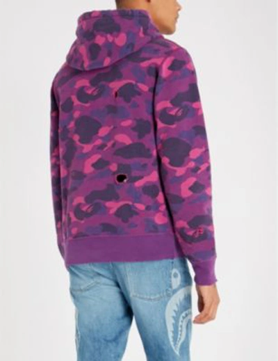 Shop A Bathing Ape Camouflage-print Cotton-jersey Hoody In Purple