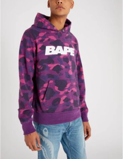 Shop A Bathing Ape Camouflage-print Cotton-jersey Hoody In Purple