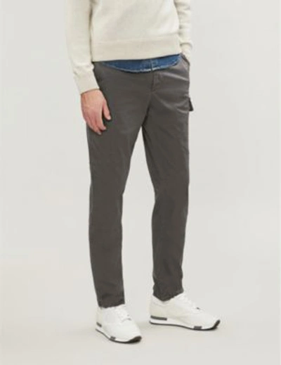 Shop Brunello Cucinelli Slim-fit Straight Stretch-cotton Cargo Trousers In Grey